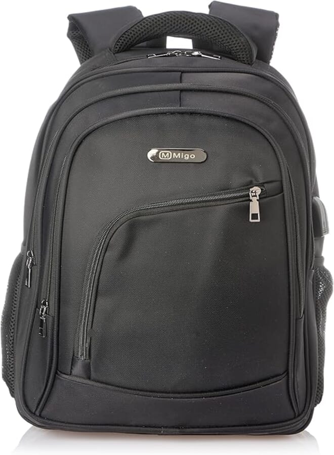 Migo Modern Laptop School Backpack 18", Large, Black